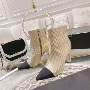 Botas cortas sexys, nueva moda, zapatos de vestir de fiesta de pasarela, calzado de marca para mujer, cuero genuino, punta puntiaguda moderna, tacones altos