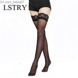 Sexy Socks Women's lace top stockings black and white ultra-thin transparent silk above the knee high hose sexy underwear transparent underwear new underwear Z230803