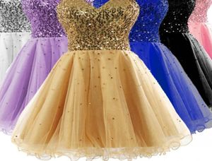 Sexy Stock Sweetheart Golden Graduation Dresses High School Tulle Sequins Ruffle A Line Short Homecoming Party Gowns Mini Ski37772051