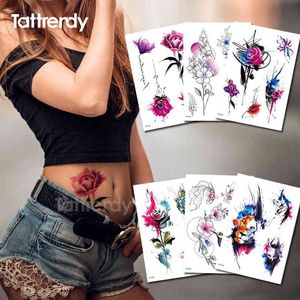 Tatuaje temporal sexy Flor de alta calidad Tatuajes de animales Acuarela Pegatinas impermeables Diseños Arte corporal Decoración de la piel