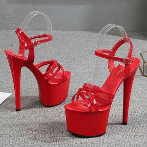 Sandales sexy à semelle épaisse, talons hauts de 16.5cm, chaussures de soirée en boîte de nuit pour femmes, mariage, 220309