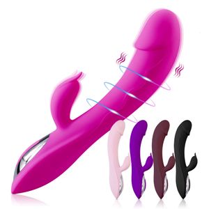 Vibrateurs de jouets sexy chargeant un gode de poussée de lapin vibrant adulte sexytoy g-spot masturbator femmes stimulateur de clitoris télescopique