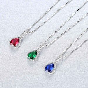 Sexy femmes gouttelettes pierres précieuses colorées s925 pendentif en argent collier mode européenne marque de luxe 3A Zircon collier charme collier chaîne bijoux de mariage cadeau