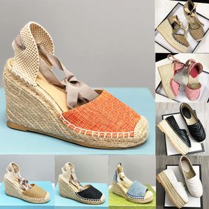 Designer Femmes Sandales Compensées Espadrilles Talons Hauts Plateforme En Cuir Cheville À Lacets Matelasse Espadrille Dames Chaussures Haute 12cm Taille 35-41 Avec Boîte 037