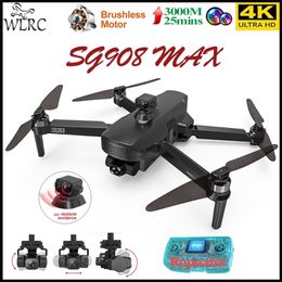 SG908 MAX GPS Drone 3 axes Gimbal 4K Caméra 5G Wifi FPV Profesional 3KM Brushless Quadcopter VS SG906 Max 1 Cadeaux de Noël 220321