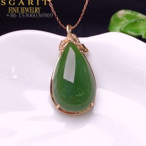 Sgarit Gemstone Fine Manufacturer en gros poire 5a bijoux de pendentif de jade naturel de haute qualité de haute qualité or