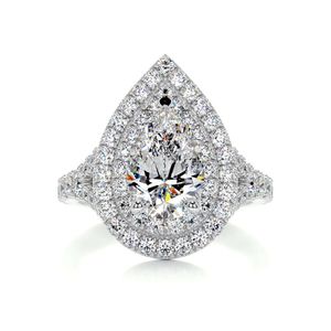 SGARIT BIENEMENT TRENDY 14K OR BLANGE 1,5CT PEUR CUT double halo Moisanite Diamond Rague de fiançailles de mariage de luxe pour femmes