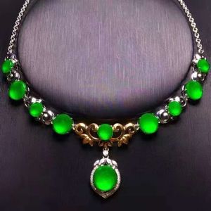 SGARIT, joyería de compromiso para fiesta de boda, collar verde Jade Natural dorado para mujer