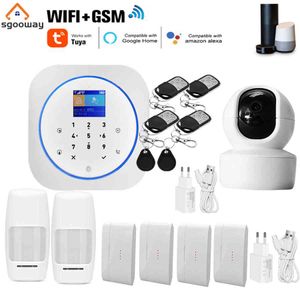 Clavier tactile Sgooway Tuya Smart Life WIFI GSM système d'alarme de sécurité sans fil avec caméra vidéo IP Alexa Google Home