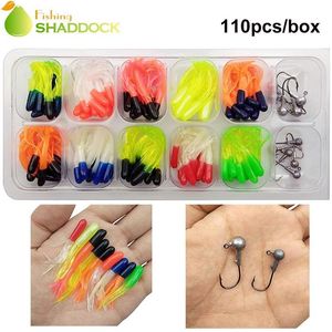 Shaddock Fishing 47-110 piezas Kit de aparejos de señuelos de pesca Soft Pro Crappie Tube Jigs Jig Lead Heads Hooks Fish Bass Fishing Gear accesorios 323l