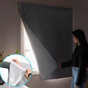 Shade Punch Free Window Sunshade Curtain for Good Sleep Curtain Double Sided Silver 99% Shading Anti-UV Curtain for Home 230621