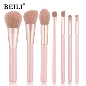 Shadow beili rosa/negro 7pcs cepillos de maquillaje sombra de ojos Fundación polvo de polvo cower cepillo set pro maquillaje herramienta de belleza