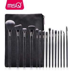 Shadow msq 15pcs cepillos de maquillaje juego Pincel maquiagem negro clásico polvo de la base de ojos cepillos de maquillaje de maquillaje cabello sintético