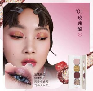 Shadow Qian Yan 4 Colors Shadow Pallete Black Pink Purple Sequins Matte Make Up Paleta