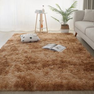 Tapis Shaggy pour salon canapé zone vin rouge cravate teint en peluche tapis de chambre doux confortable décor de chevet antidérapant enfants dortoir étage 231220