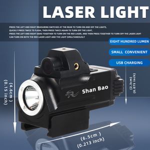 Shan Bao Small Strong Light USB rechargeable extérieur rouge et verdure laser tactique lampe de poche