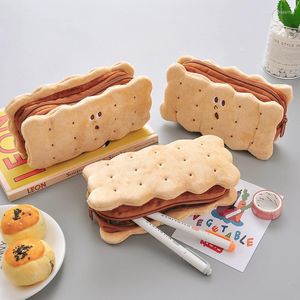 Sharkbang Kawaii Cookie Sandwich Biscuit doux en peluche porte-crayon sac mignon porte-crayon enfants cadeau d'anniversaire école papeterie