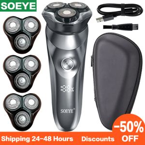 Shavers Electric Shaver 3D Mens Razor Beard Trimmer Soeye Electric Raser Machine avec écran LCD IPX7 RECHARGABLE USB IPERSHOPHER