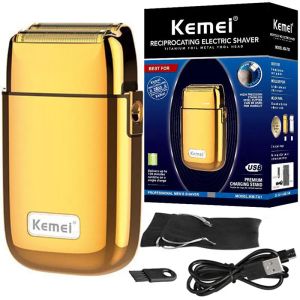 Shavers Kemei pour hommes étanche du rasage métallique du corps de précision du corps double lame la machine à rasage alternatif rasoir rechargeable