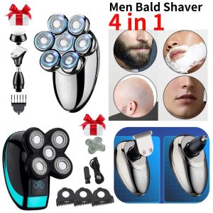 Shavers hommes Bald Head Shaver Ipx7 imperméable 5in1 Shavers Electric Razor LED Affichage de toilettage Men Kit sans fil avec une tranche de cheveux de nez