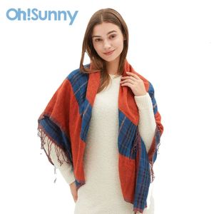 Ohsunny hiver écharpe femmes cachemire chaud Pashmina solide femme foulards enveloppes épais doux gros glands châle longue étole 231204