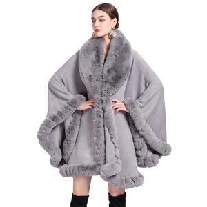 Châles Femmes Rex Lapin Fausse Fourrure Châle Lady Cashmere Feel Wrap Automne Hiver Couleur Unie Cape Classique De Luxe Chaud Pardessus en 231214