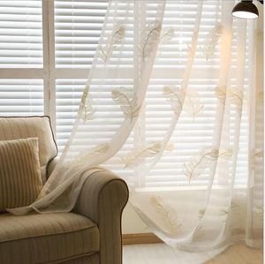 Cortinas transparentes pluma blanca bordada pantalla de ventana opcional sala de estar dormitorio flotante Hotel cortina especial al por mayor