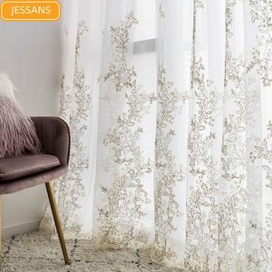 Sheer Curtains French Light Luxury Princess Embroidery Hollow Blank Gauze Lace Screen for Living Room Bedroom Bay Window Customization 230609