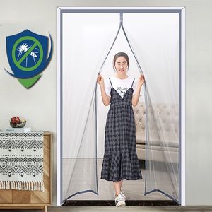 Sheer Curtains Magnetic Screen Door Curtain Anti Mosquito Net Fly Insect Mesh Automatic Closing Custom Size Easy Installation 230503