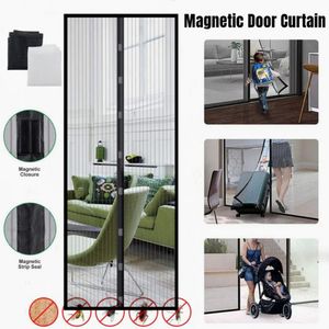 Sheer Curtains Punch free Strong Magnetic Door Curtain Anti Bug Insect Fly Mosquito Net Side Open Style Automatic Closing Invisible Mesh Gauze 230628