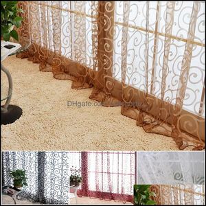 Rideaux transparents Traitements de fenêtre Textiles de maison Jardin Spécial Pastoral Floral Tle Voile Porte Écharpe Cantonnières Drapé Drop Delivery 2021 Kzo0C