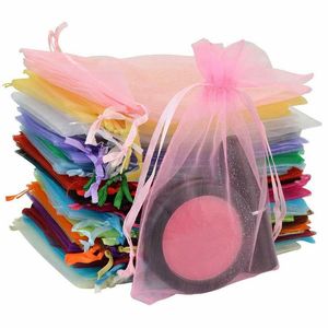 Sheer Organza Fabric Jewelry Gift Bags Gifts Wrap Bag Small Organza Drawstring Bags Bulk Jewelry Pouches Gift Bags Organizer Wedding Christmas Party Bags 7cmX9cm