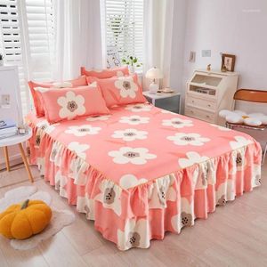 Sheets 3Pcs Bed Sheet Lace Skirt Elastic Fitted Double Bedspread With Cases Mattress Cover Bedding Set Bedsheet