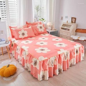 Draps de lit 3 pièces, jupe en dentelle, couvre-lit Double élastique avec étuis, housse de matelas, ensemble de literie