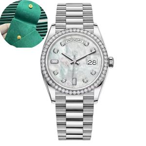 HETS Watch Diamond Bezel Day / Dade 41mm 36 mm montres de haute qualité Designer Original Designer Sapphire imperméable Montre de Luxe avec sac vert