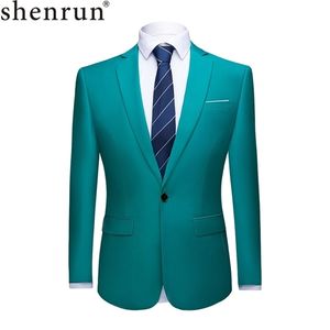 Shenrun Hommes Costume Veste Blazers Vestes d'affaires Bureau formel Casual Slim Fit Noir Vert Violet Rose Jaune Fête de mariage Prom 201104