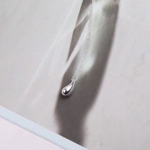 SHINETUNG S925 plata esterlina elegante collar de lágrima de plata simple, 1: 1 joyería de alta gama para mujer con regalo de San Valentín Q0531