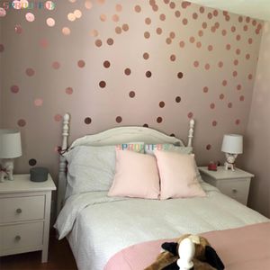 Pegatinas de pared de lunares de oro rosa brillante, círculos, pegatinas DIY para habitación de niños, habitación de bebé, decoración del hogar, calcomanías de pared de vinilo