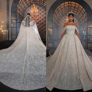 Robe luxueuse de mariage brillant sur mesure sans bretelles de la robe de bal à cristal épaule