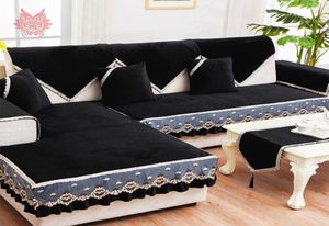 navire Black Red Fleece Velvet Sofa Cover Furniture Holbovers Coup de canapé sectionnel pour le salon Fundas de Sofa SP48793740403