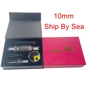 SHIP BY SEA MICRO NC KITS COOCHAHS 10mm Mini Kit de colección de nectores pequeño con titanio Caja de vidrio con punta Dabber Reclamar caja de paja
