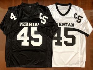 Ship from us boobie miles # 45 Permian Football Jerseys Movie Friday Night Lights cousue noire blanche S-3xl Haute qualité