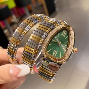 navire montre de conception de serpent spécial pour les femmes de luxe dames bracelet montre-bracelet en or rose argent diamants montres féminines glacé out265h