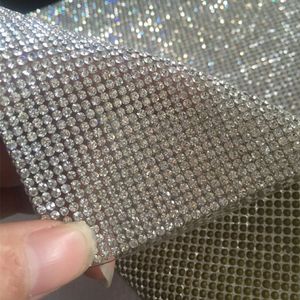 Ship2mm super close Clear Crystal Rhinestone cuentas Trim Diamond Mesh fix o rollo autoadhesivo strass apliques bandas f239O