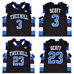 Ship from Us # 3 Lucas Scott la version film de One Tree Hill Basketball Jersey Brother Movie 23 All Centred Black Size S-3XL