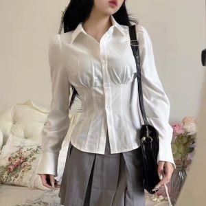 Chemise Gidyq Sexy White Women Shirts coréens Fashion Fashion Prols Slim Fit Long Sleeve Tops Harajuku Casual Elegant Female Tous Match Shirts