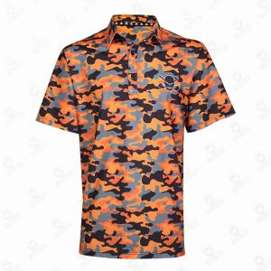 Chemises Orange Camo Men's Summer Golf Shirt Pro Cool Stretch Tattoo Golf Shirt Fashion Polo Sports Casual Tennis Tennis Vêtements