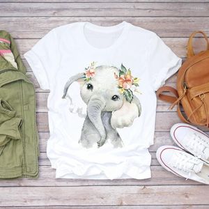 Camisetas con diseño de elefante y plantas para niñas