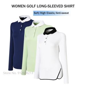 Chemises de Golf respirantes à manches longues pour femmes, Polo de sport élastique pour dames, maillot d'entraînement à séchage rapide, hauts anti-transpiration