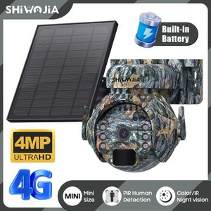 SHIWOJIA 4MP 4G caméras de sécurité solaires WIFI sans fil extérieur 2K 360 vue surveillance des animaux Camouflage couleur batterie caméra PTZ 231226